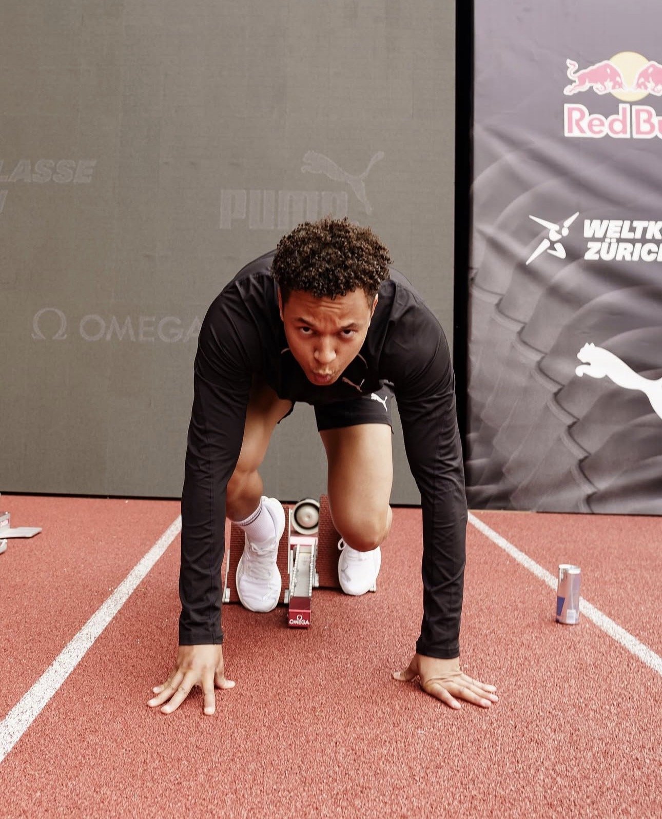 Liam Kalevi at the starting blocks, track and field