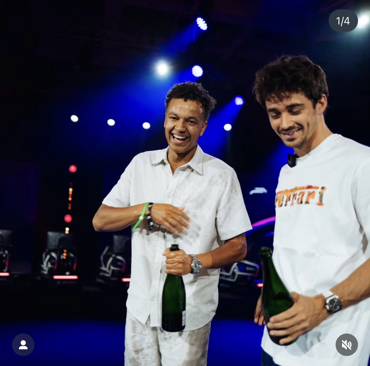 Liam with Charles Leclerc at a Ferrari event