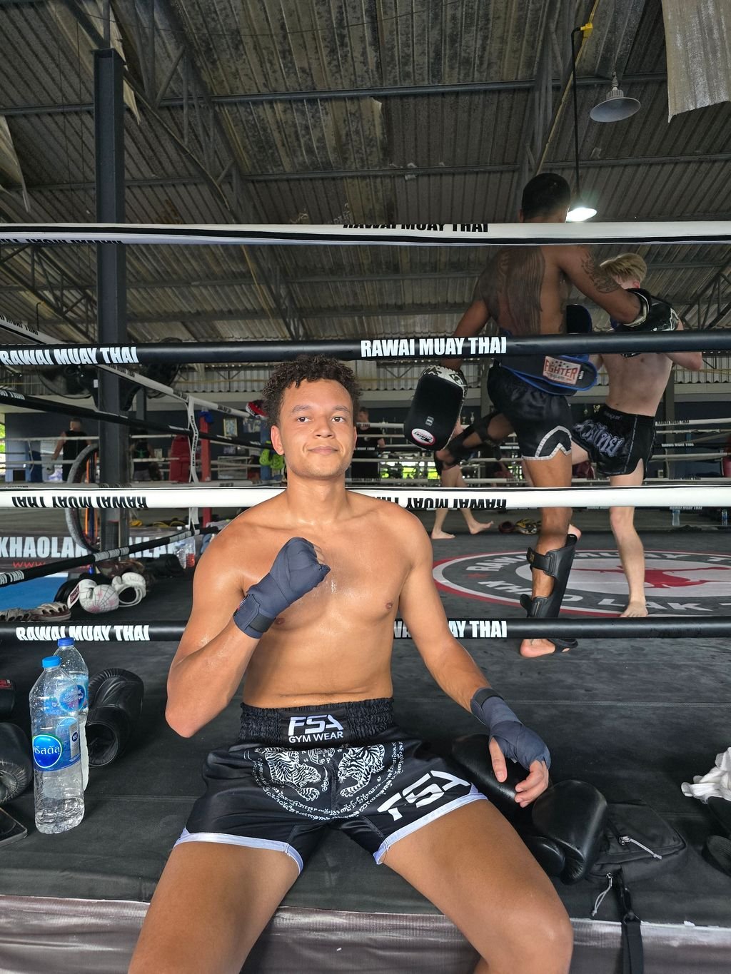 Liam training Muay Thai in Thailand